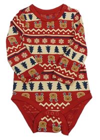 Červeno-béžové pruhované body se soby Pep&Co