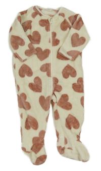 Smetanovo-růžový plyšový overal se srdíčky Next