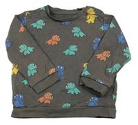 Tmavosivá mikina s farebnymi dinosaurami M&S