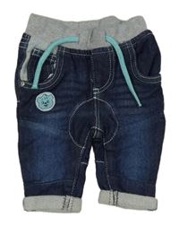 Tmavomodro-šedé teplákové kalhoty riflového vzhledu s nášivkou Ergee