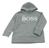 Sivá melírovaná mikina s nápisom a kapucňou