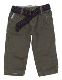 Tmavošedé plátěné podšité chino kalhoty s páskem C&A