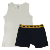 2 set - bílý nátělník + tmavomodré boxerky 