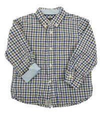 Bielo-modro-hnedá kockovaná košeľa H&M