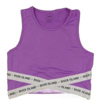 Fialový sportovní crop trop s logom River Island
