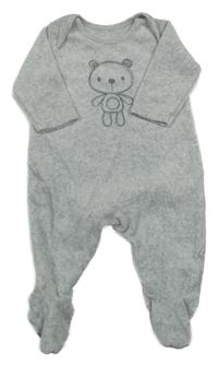 Šedý sametový overal s medvědem Mothercare