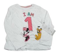 Biele tričko s Minnie a přáteli a číslom Disney