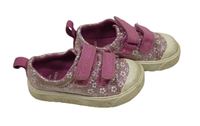 Růžové květované třpytivé botasky Clarks vel. 20