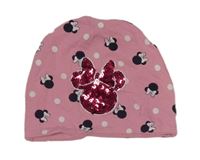 Růžová puntíkatá čepice s Minnie Disney