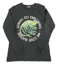 Antracitové triko s chameleonem H&M