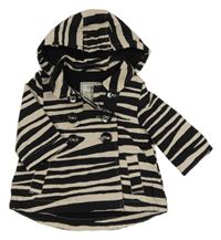 Smetanovo-čierny šušťákový pruhovaný jarný kabát s kapucňou Next