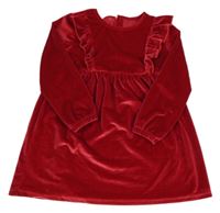 Červené sametové šaty s volánky Dunnes Stores