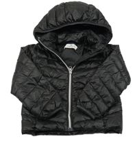 Černá šusťáková lehce zateplená bunda s kapucí H&M