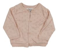 Světlerůžový propínací perforovaný svetr F&F