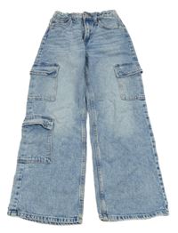 Světlemodré cargo široké rifle H&M