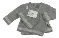 Nové - 2set - Sivo-svetloružový zavinovací svetr + čapica