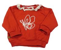 Červeno-biela mikina s motýlkom