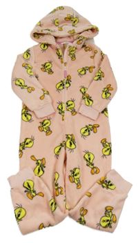 Růžová plyšová kombinéza s kapucí - Tweety M&S