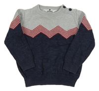 Tmavomodro-sivo-červený sveter V by Very