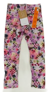 Nové - Lila-barevné květované legíny Name it