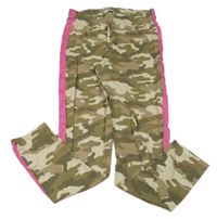 Khaki-béžovo-růžové army legíny s pruhy Matalan