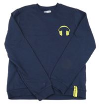 Tmavomodrá mikina so sluchátky Sinsay