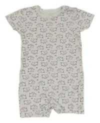 Biely kraťasový overal s ovečkami Lupilu