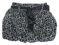 Sivo-čierna menšestrová sukňa s leopardím vzorom a opaskom Topolino