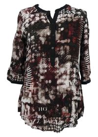 Dámská vínovo-černo-bílá vzorovaná halenka Bonita 