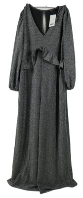 Nové - Dámsky strieborný nohavicový overal s volánikom Simply Be