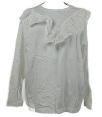 Nové - Dámské bílé triko s madeirovým volánkem River Island