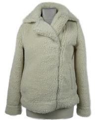 Dámská smetanová huňatá bunda s límcem Threadbare