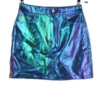 Dámska modrofialová metalická koženková minisukňa Pull&Bear