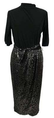 Dámské černo-stříbrné midi šaty s páskem Oasis 