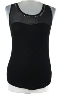 Dámský černý žebrovaný top s cvočky 