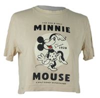 Dámské béžové crop tričko s Minnie Disney 