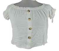 Dámska biela crop blúzka s lodičkovým výstřihem H&M vel. 32