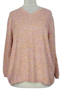 Dámsky ružovo-oranžový melírovaný sveter