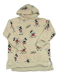 Béžová dlouhá mikina s Mickey Mousem a kapucí H&M