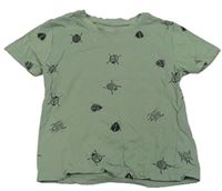 Khaki tričko s broučky Primark