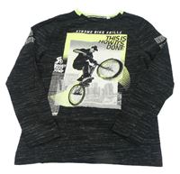 Černé melírované triko s cyklistou C&A