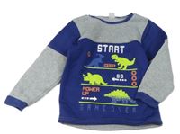 Sivo-modrá mikina s dinosaurami Kiki&Koko