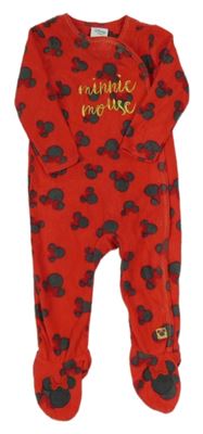 Červený fleecový overal s Minnie Disney