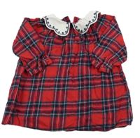 Červeno-tmavomodro-biele kockované flanelové šaty Primark