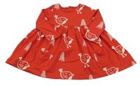 Červené bavlnené šaty s vtáčky M&S