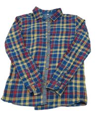 Modro-červeno-béžová kostkovaná flanelová košile M&S