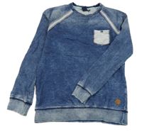 Modrá mikina riflového vzhledu s vreckom