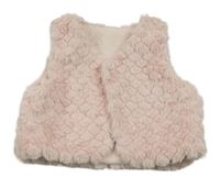 Svetloružová kožušinová lehce zateplená vesta