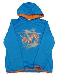 Azurová športová mikina s potlačou a kapucňou Pocopiano