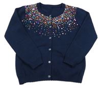 Tmavomodrý prepínaci sveter s flitrami